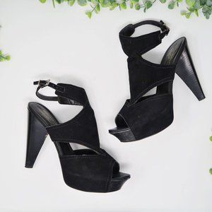 Donald J. Pliner Carly Black Suede Heels Sz 7